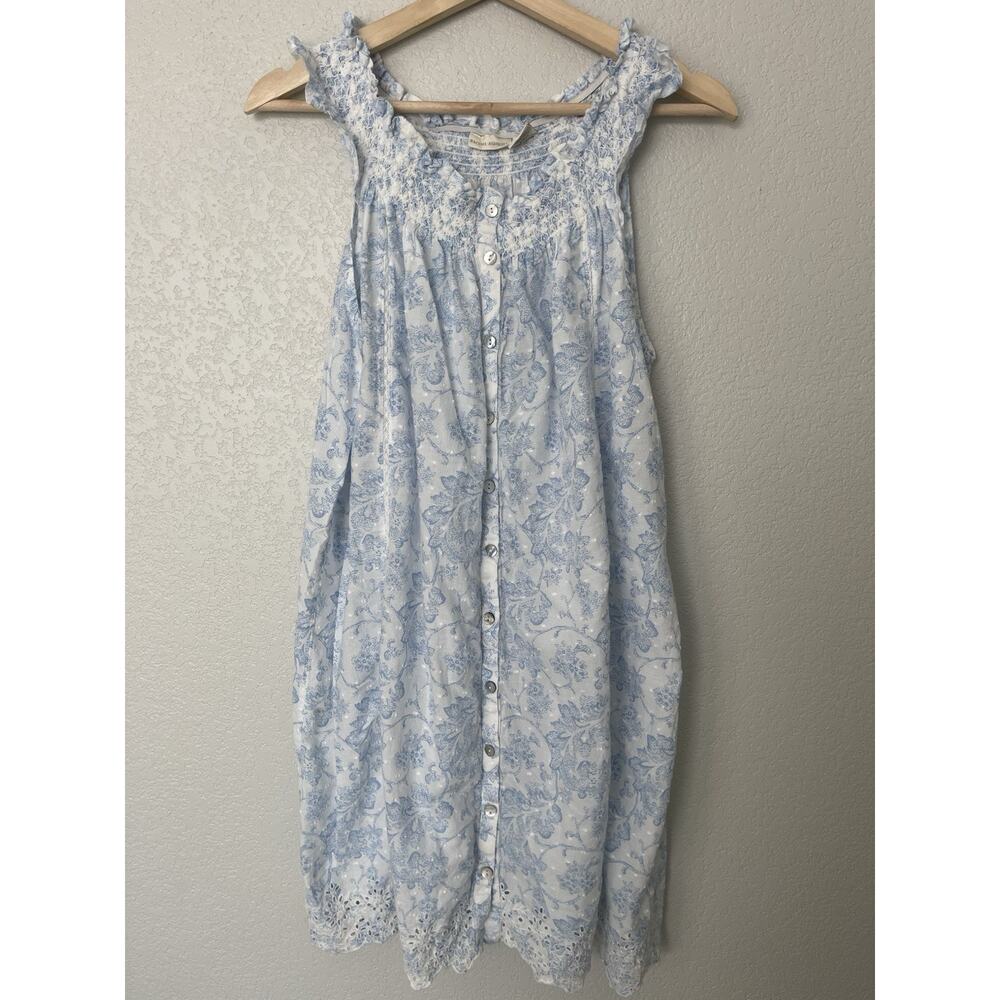 Rachel Ashwell Women’s M Blue & White Floral Cotton Dress Romantic Cottage Core
